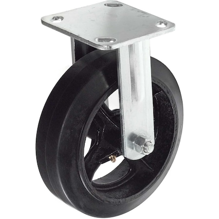 Global Industrial 8 Mold-On Rubber Wheel, Heavy Duty Rigid Plate Caster, 600 Lb. Capacity 601228